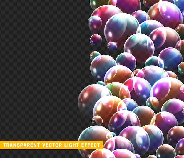 soap bubbles background realistic 3d design. glass balls. vector illustration