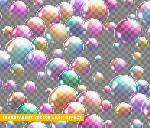 soap bubbles background realistic 3d design. glass balls. vector illustration