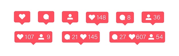 Social media bubble icon Like follower and comment set button Flat vector illustration for web app