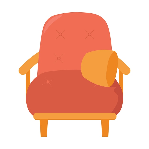 Soft Cozy Chair On Legs With High Back Icon
