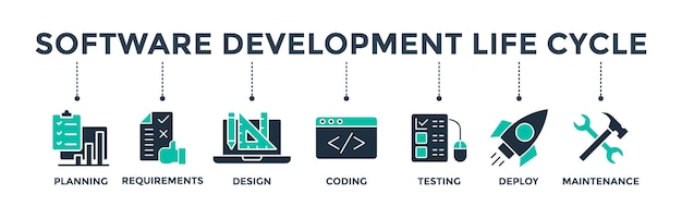 software development life cycle banner web icon vector illustration for business management