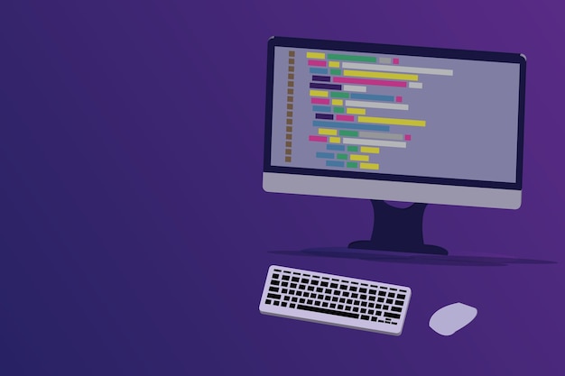 software programming coding concept code with computer mornitor
