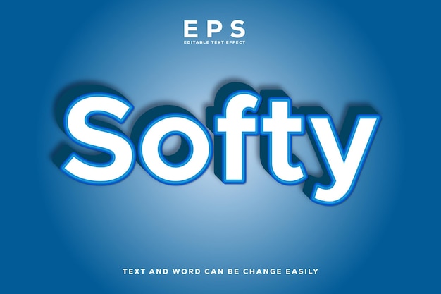 Softy 3d text effect with blue ice theme blue typography for products tittle