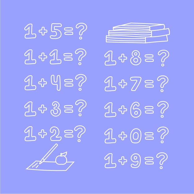 Solve Examples Different Mathematical Examples Adding School Template Vector Illustration