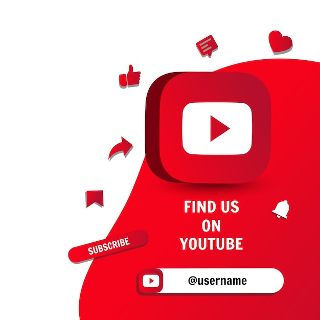 Sosiale medier YouTube-plakat med ikoner rundt i vektorillustrasjon