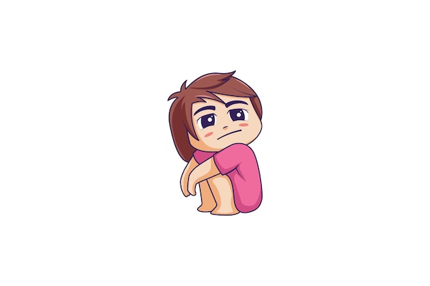 Søt Chibi-jente karakter Design Illustrasjon