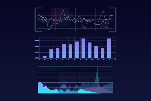 Sound waves and graphics hud interface set vector