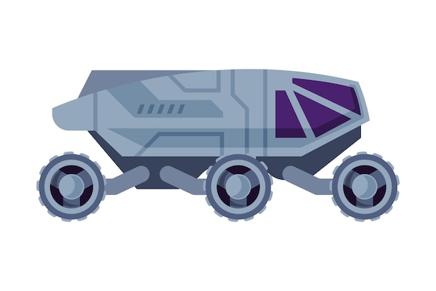 space rover robotic autonomous vehicle cosmos discovery and exploration flat style vector illustration on white background