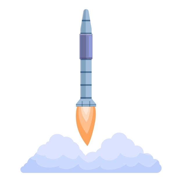 Spacecraft rocket launch icon Cartoon of Spacecraft rocket launch vector icon for web design isolated on white background