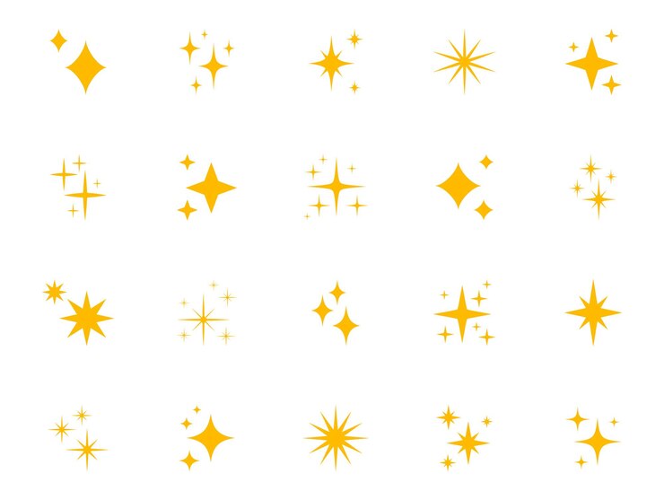 Sparkle Icons set Twinkle stars collection Shine star icons