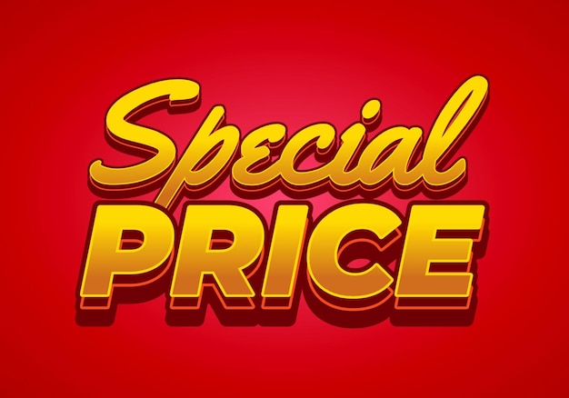 Special price Text effect in 3D style with good and eye catching colors