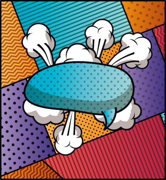 speech bubble and set patterns pop art style