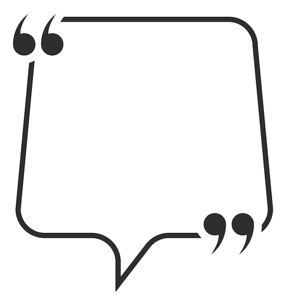 Speech bubble with quotes. Blank citation line frame