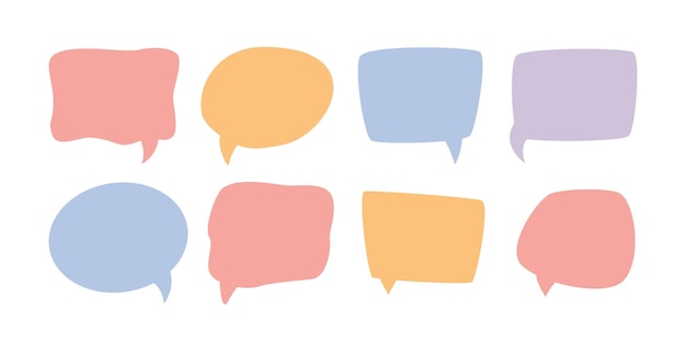 Speech color bubbles set speak chatting boxes
