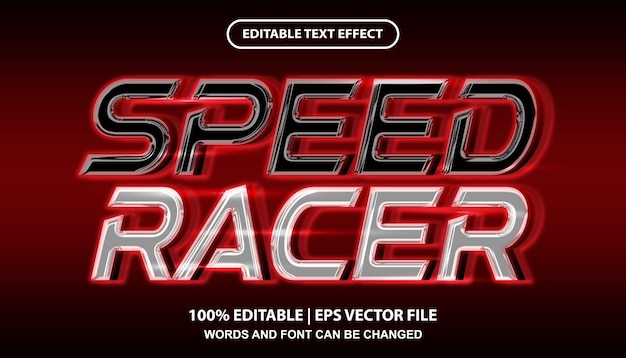 Speed racer editable text effect template, lettering with futuristic neon light effect font style