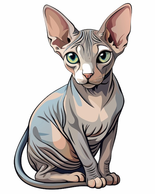 Sphynx cat on a white background illustration