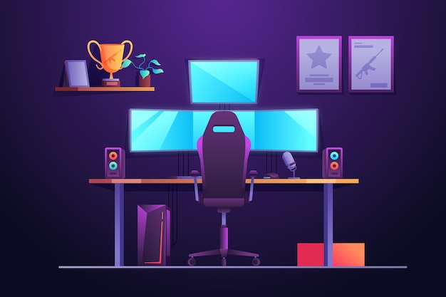 Spillrom i flat design