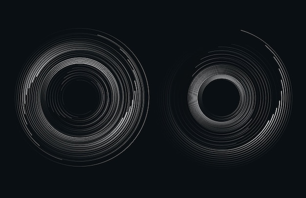 Spiral circular wave with lines Sound rhythm dynamic geometric transition on a dark background