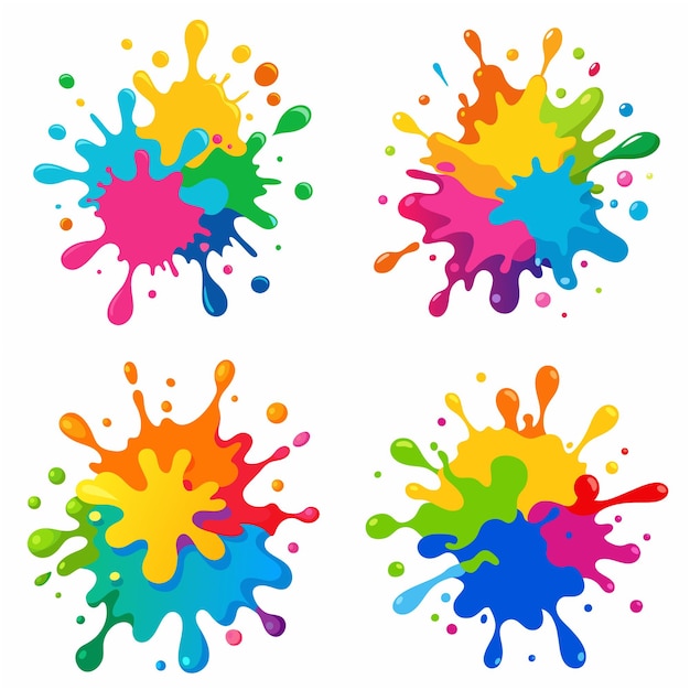 splash of paints blobs paint splatter colourful set vector splash of paints isolated on white