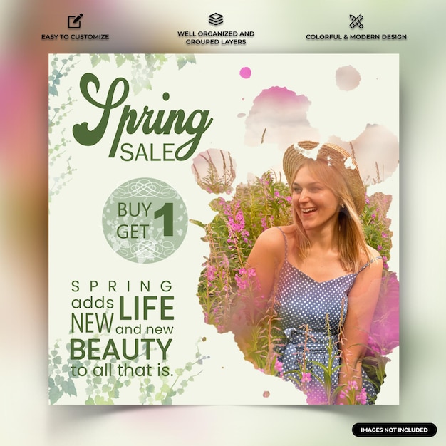Spring Season Social Media Instagram Post Template