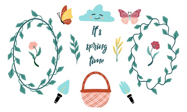 Spring set in soft colors Elements for design