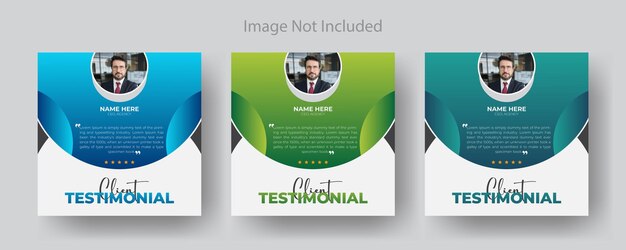 Square format social media post design template with a vibrant layout for customer testimonials