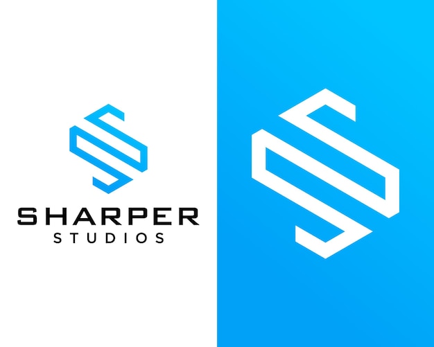 SS monogram letter logo design in geometric hexagon