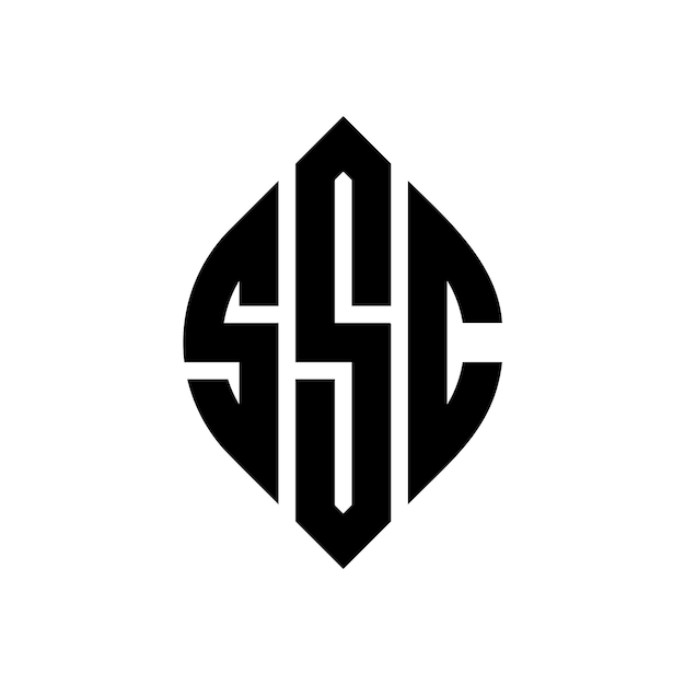 SSC circle letter logo design with circle and ellipse shape SSC ellipse letters with typographic style The three initials form a circle logo SSC Circle Emblem Abstract Monogram Letter Mark Vector