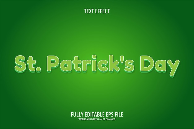 St patricks day 3d editable text effect vector