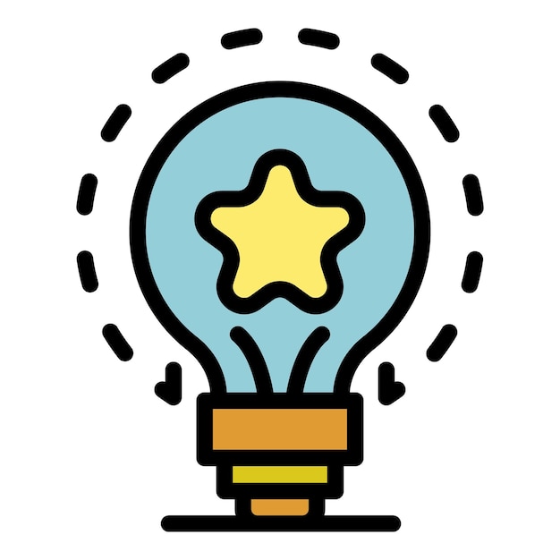 Star in a light bulb icon Outline star in a light bulb vector icon color flat isolated