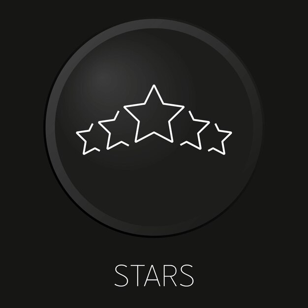 Stars minimal vector line icon on 3D button isolated on black background Premium Vector