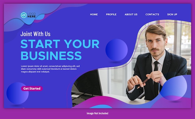 Start Your Business landing page template or homepage design