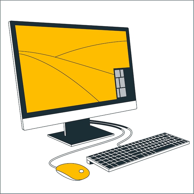 Stasjonær datamaskin Moderne Desktop Compute Concept-illustrasjon