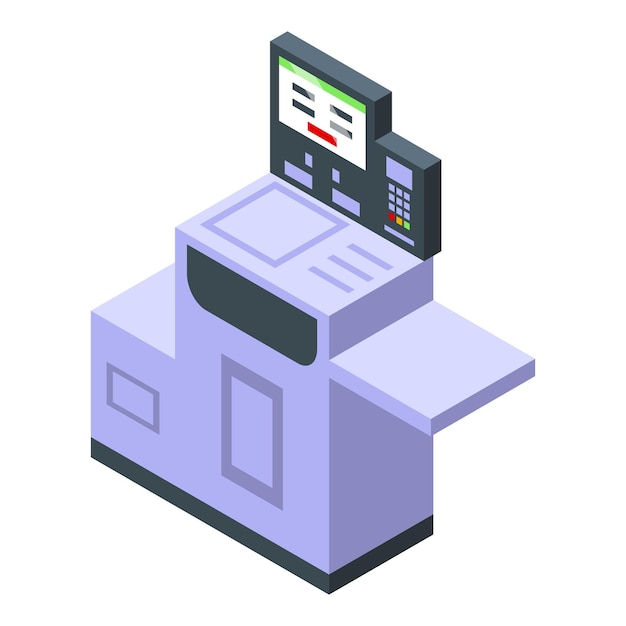 station self service icon isometric vector automated monitor touch