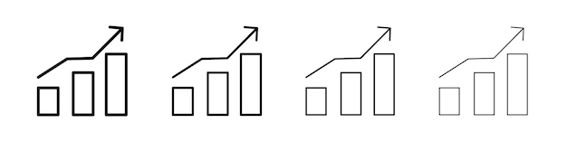 Statistic Up icon Outline sign symbol set