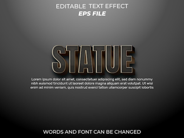 Statue 3D-teksteffekt tekststil redigerbar vektormal