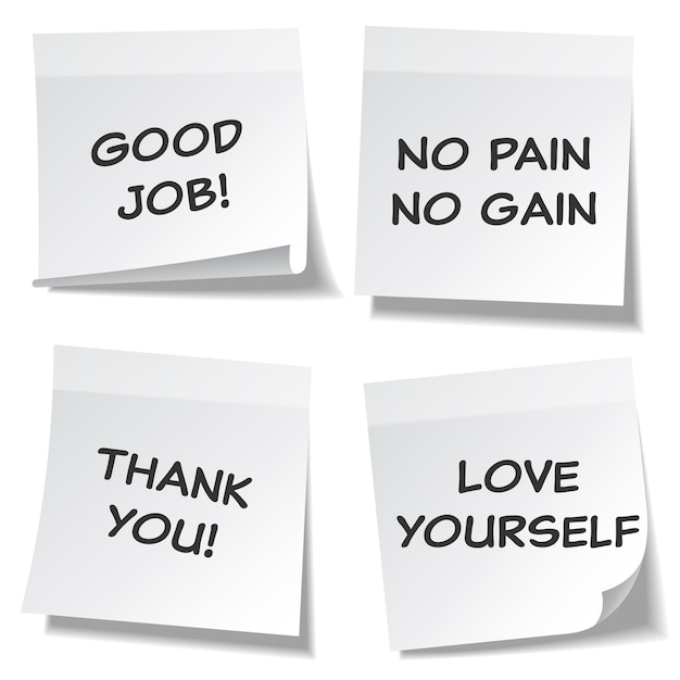 Sticky note with text and shadow isolated on transparent background set white paper message on