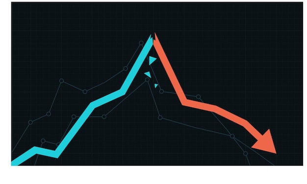 Stock market growth and sudden drawdown illustration