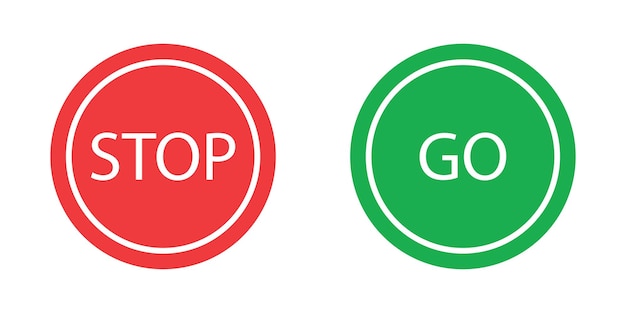Stop and go sign vector illustration Go and stop vector icon set in red and green color Road symbol