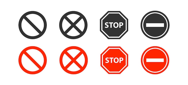 Vektor stop icon traffic signs forbidden symbol road symbols warning icons black red color vector isolated sign