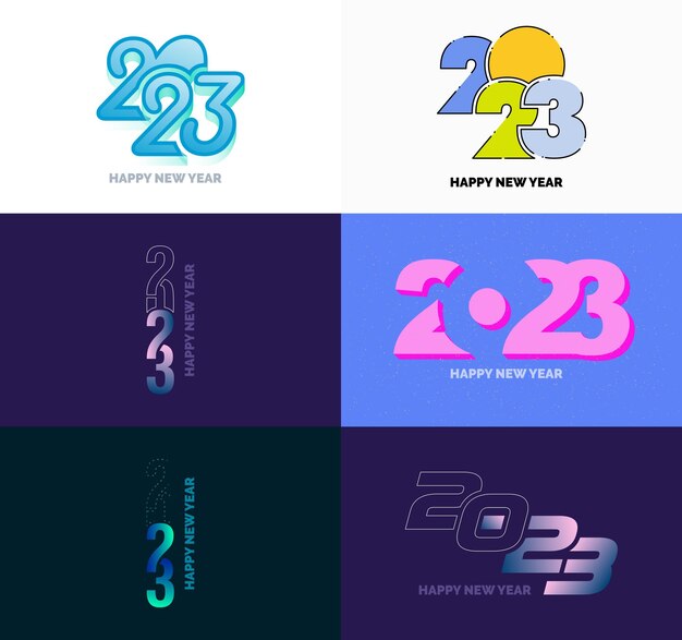 Stort sett med 2023 Godt Nytt År logo tekst design 2023 nummer design mal