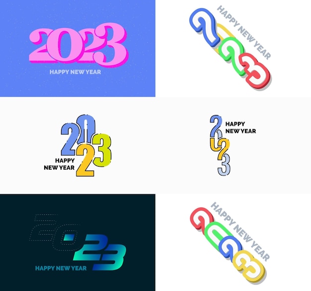Stort sett med 2023 Godt Nytt År logo tekstdesign 2023 nummerdesign mal Vektor Nyttårsillustrasjon