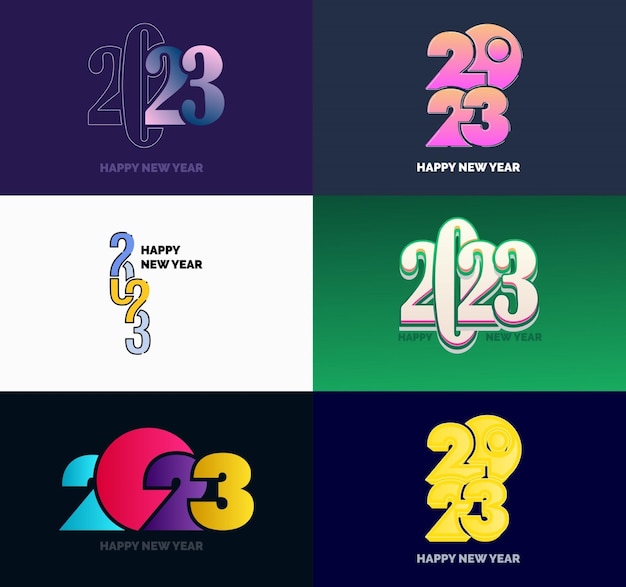 Stort sett med 2023 Godt Nytt År logo tekstdesign 2023 nummerdesign mal Vektor Nyttårsillustrasjon