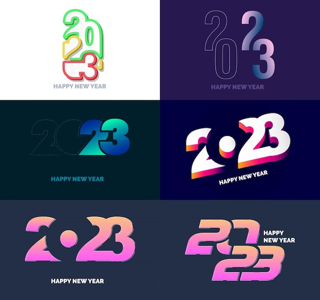 Stort sett med 2023 Godt Nytt År logo tekstdesign 2023 nummerdesign mal Vektor Nyttårsillustrasjon
