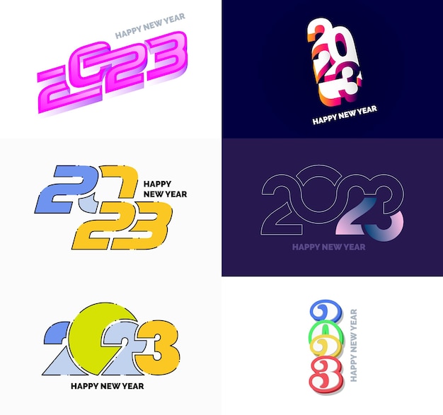 Stort sett med 2023 Godt Nytt År logo tekstdesign 2023 nummerdesign mal Vektor Nyttårsillustrasjon