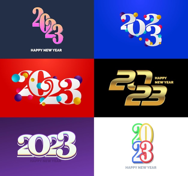 Stort sett med 2023 Godt Nytt År logo tekstdesign 2023 nummerdesign mal Vektor Nyttårsillustrasjon