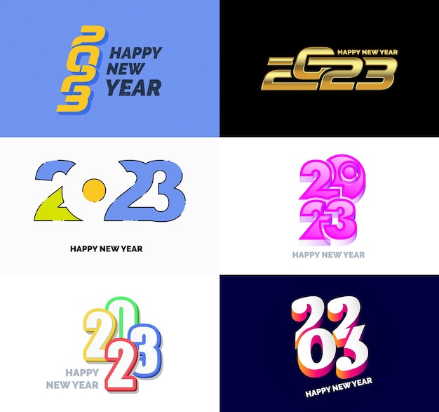 Stort sett med 2023 Godt Nytt År logo tekstdesign 2023 nummerdesign mal Vektor Nyttårsillustrasjon