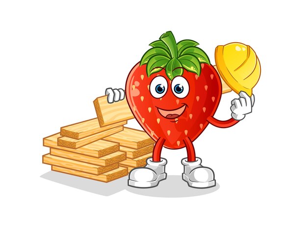 strawberry builder vector. cartoon character