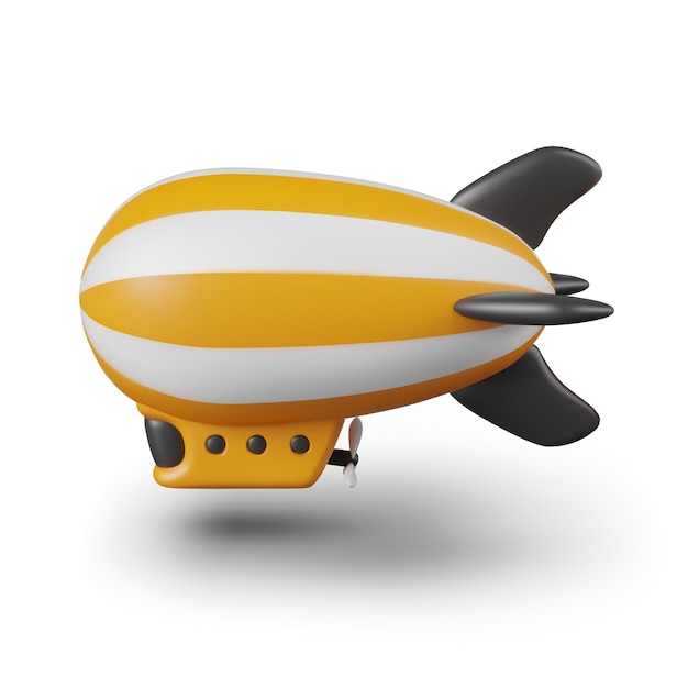 Striped airship in cartoon style Vintage flight vehicle Retro air travel