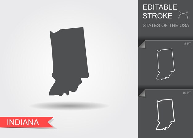 Stylized map of the US state of Indiana vector illustration